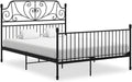Pulverbeschichtetes schwarzes Metallbett mit stabiler Lattenrostkonstruktion, hochwertiges langlebiges Doppelbett 140 x 200 cm