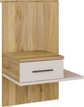 Wandmontierter moderner Nachttisch in Artisan-Eiche und Beige Optik, schwebende Bauweise mit einer Schublade, Masse 57,3 x 95,5 x 47,4 cm