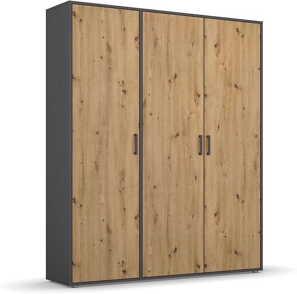 Moderner Kombinationsschrank in metallischer Grau- und Artisan-Eiche Optik, geraeumiges Aufbewahrungsmoebel mit 140 cm Breite