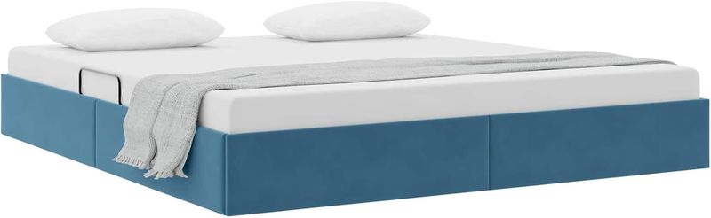Modernes dunkelblaues Samt-Ottomanbett mit hydraulischem Liftsystem und grossem Stauraum, platzsparender Bettrahmen 180 x 200 cm