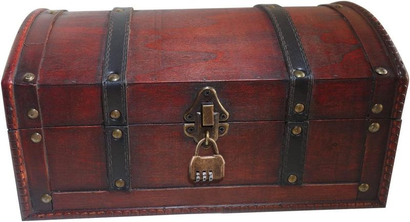 Handgefertigte Holz-Geschenkbox mit Deckel und Zahlenschloss, vielseitig nutzbare Schatztruhe fuer Kinder, Hochzeiten und Geburtstagsfeiern